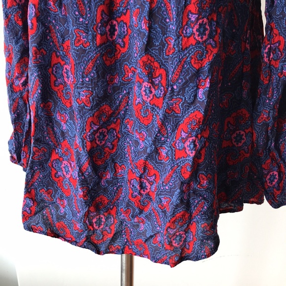 Vintage AMERICA blue & red peasant hippie blouse - Picture 4 of 11